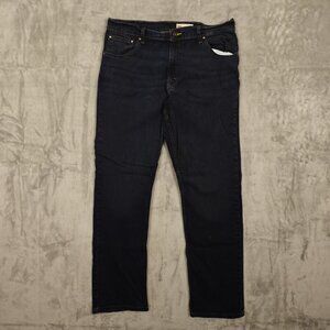 Wrangler jeans straight fit men's 36x32‎ dark wash blue denim